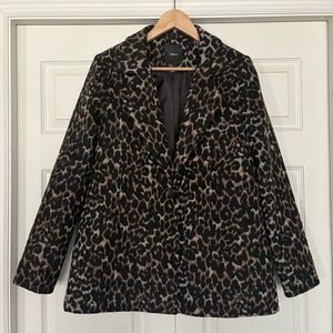 {Forever 21} Leopard Print Wool Blend Coat Jacket in Black & Brown - Large